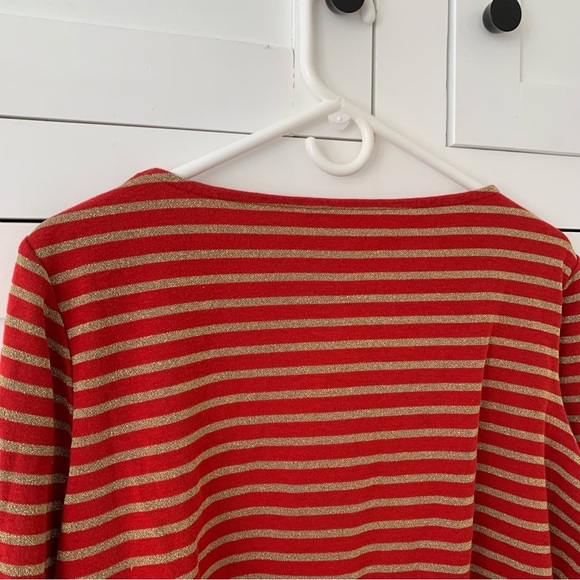 Boden Red Gold Metalic Stripes Long Sleeve Top Size 18 - Picture 7 of 9